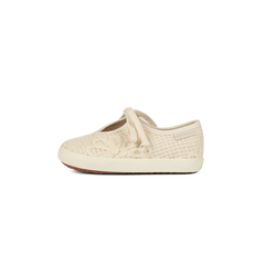 Superga 2442 Kids Ballerina Lace Net Flower Crochet Beige Raw-Off White