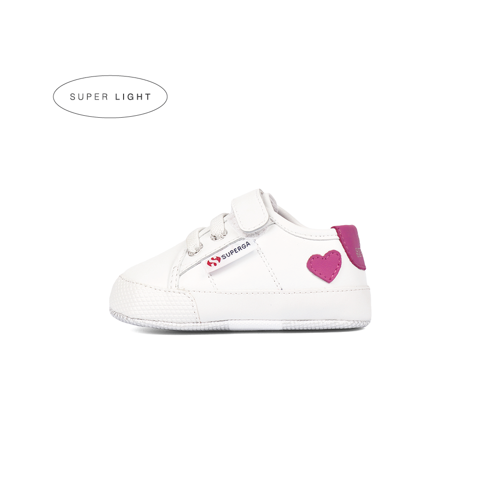 Superga 4006 Baby Heart Faux Leather White Neon Pink Superga