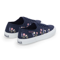 Superga 3750 Flower Embroidery Leggera Blue Navy White Violet Lilla