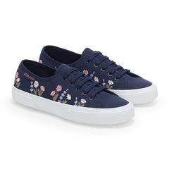 Superga 3750 Flower Embroidery Leggera Blue Navy White Violet Lilla