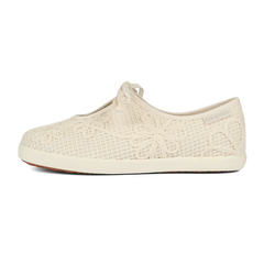 Superga 2442 Ballerina Lace Net Flower Crochet  Beige Raw-Off White