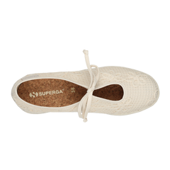Superga 2442 Ballerina Lace Net Flower Crochet  Beige Raw-Off White