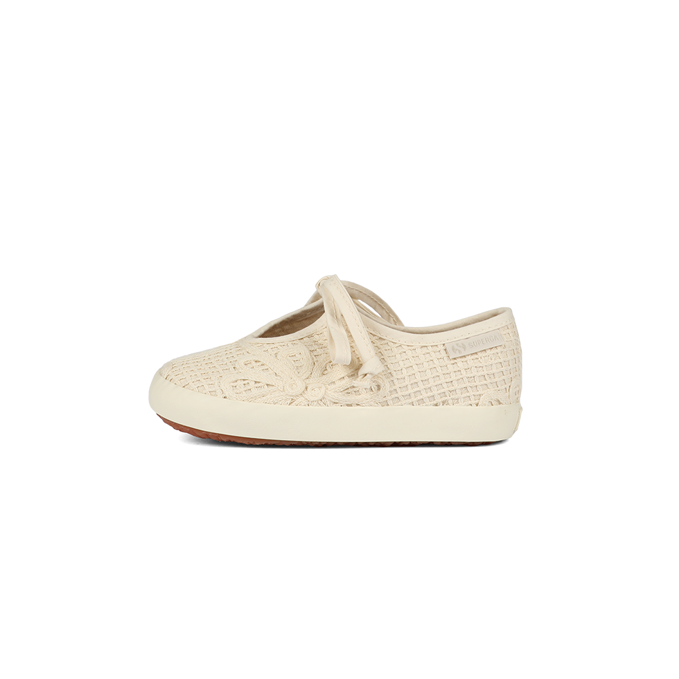 Superga 2442 Kids Ballerina Lace Net Flower Crochet Beige Raw-Off White