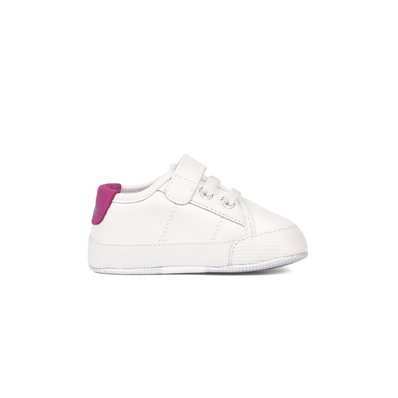 Superga 4006 Baby Heart Faux Leather White Neon Pink