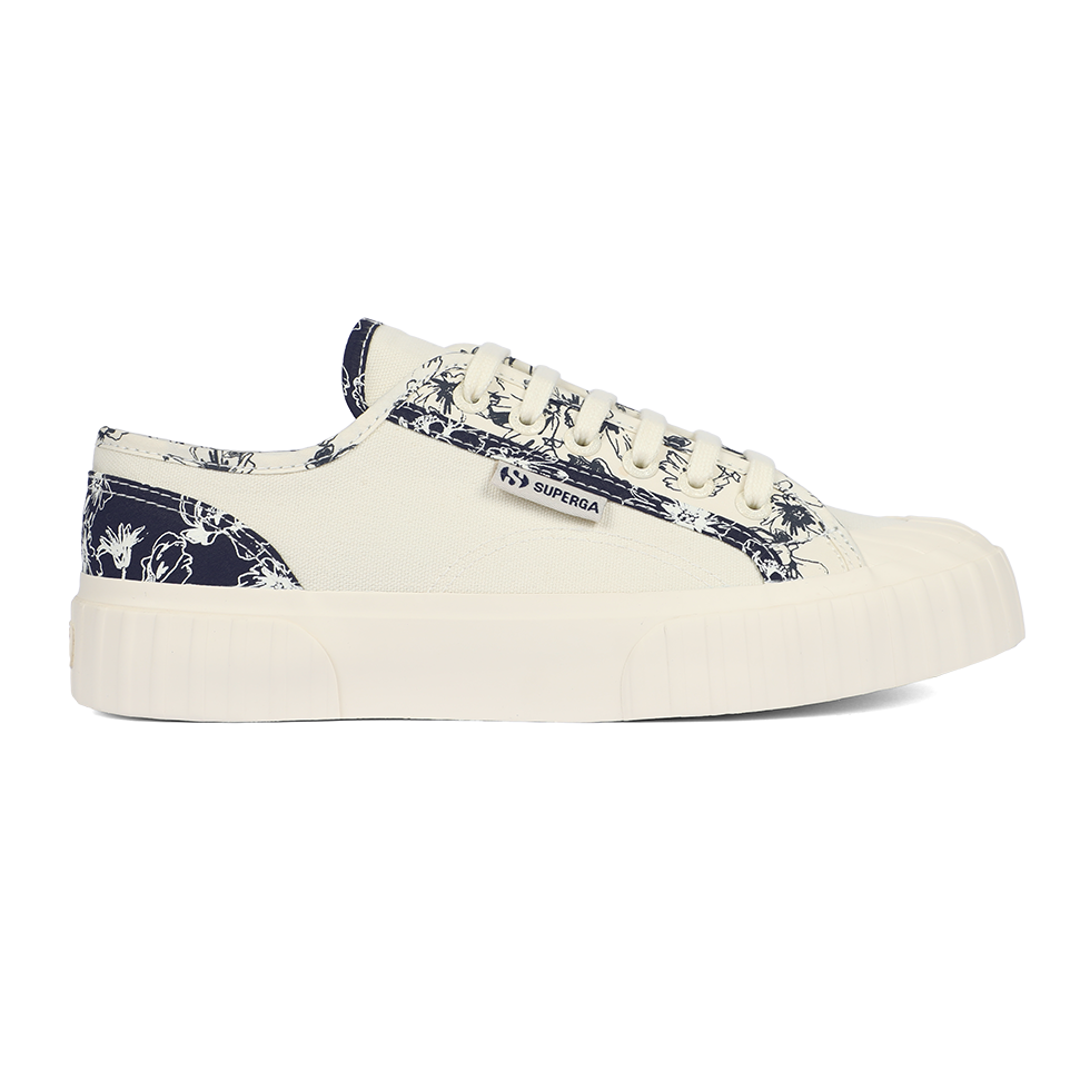Superga 2630 Stripe Sketched Flowers Navy Flowers