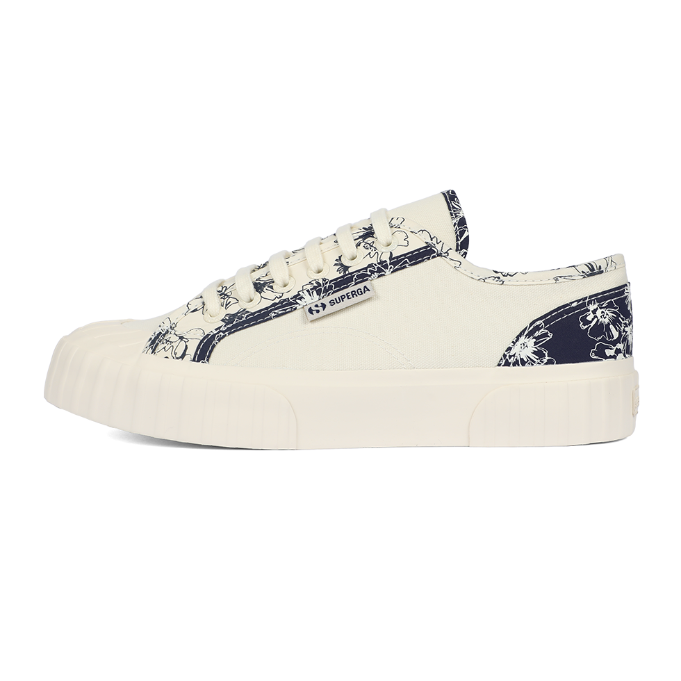 Superga 2630 Stripe Sketched Flowers Navy Flowers