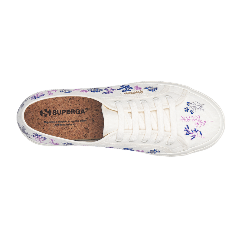 Superga 2750 Organic Flowers Embroidery Blue Pink