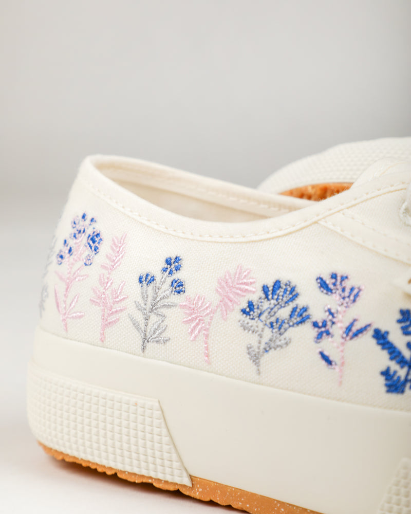 Superga 2750 Organic Flowers Embroidery Blue Pink