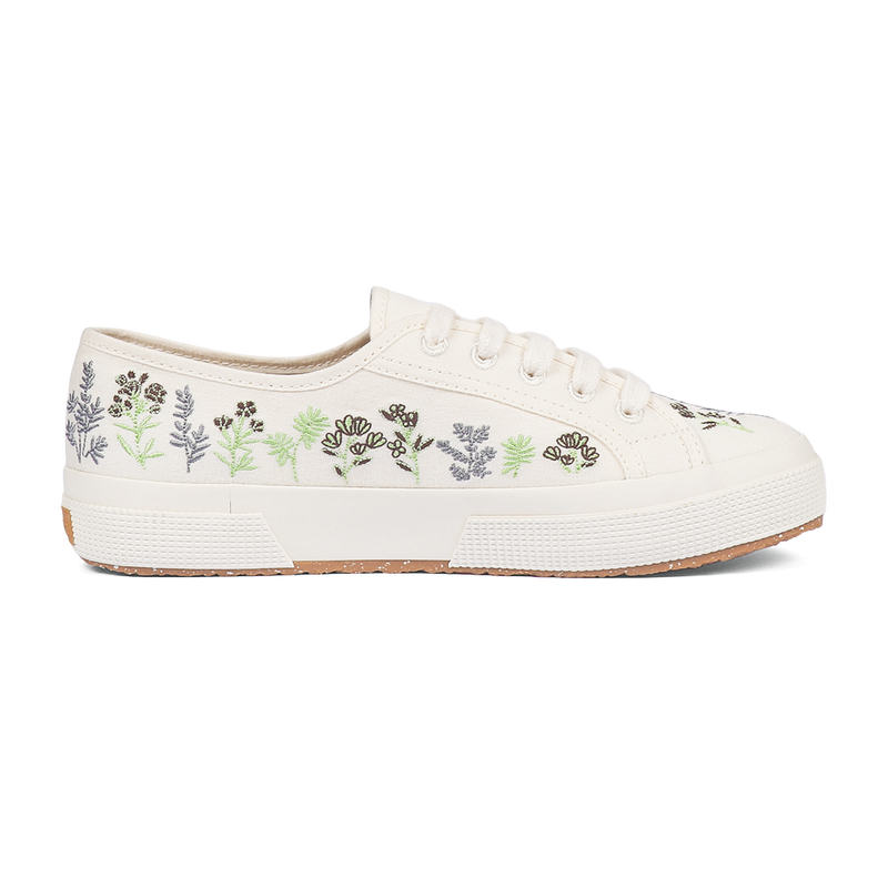 Superga 2750 Organic Flowers Embroidery Green Chocolate