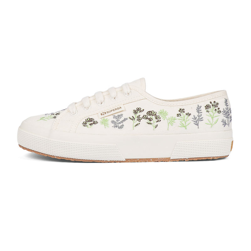 Superga 2750 Organic Flowers Embroidery Green Chocolate