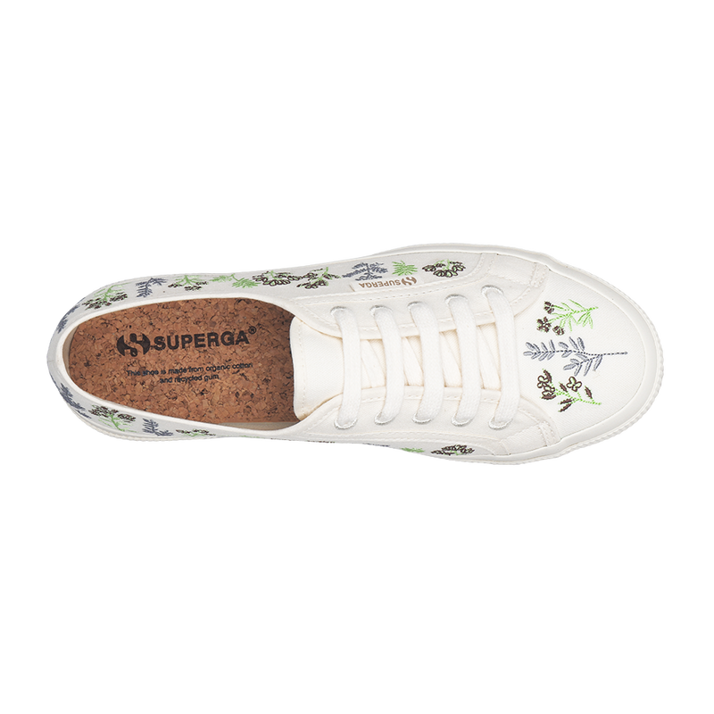 Superga 2750 Organic Flowers Embroidery Green Chocolate