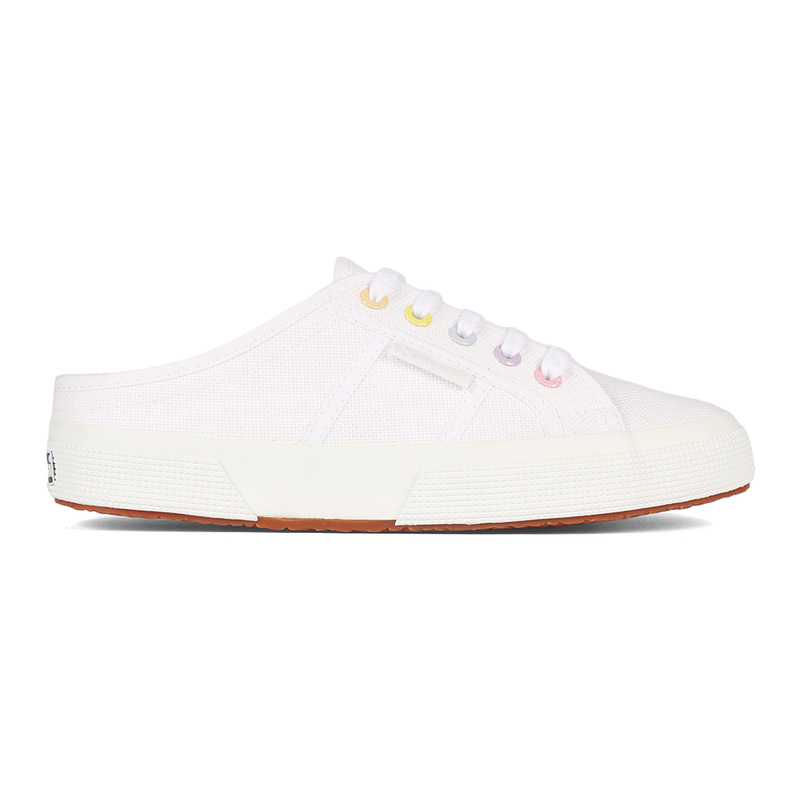 Superga 2402 Mule Rainbow Eyelets White Multicolor Pastel