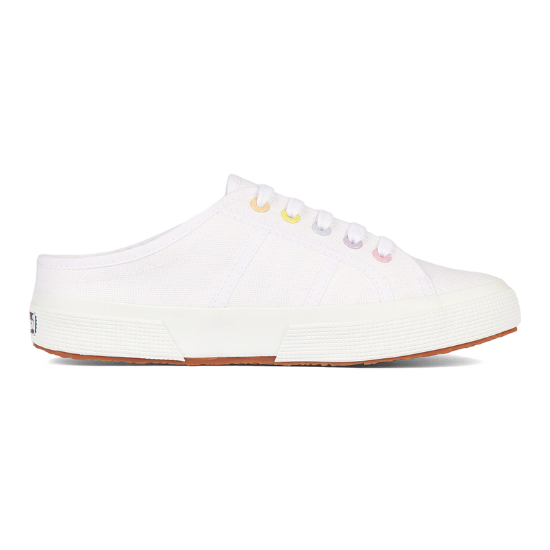 Superga 2402 Mule Rainbow Eyelets White Multicolor Pastel