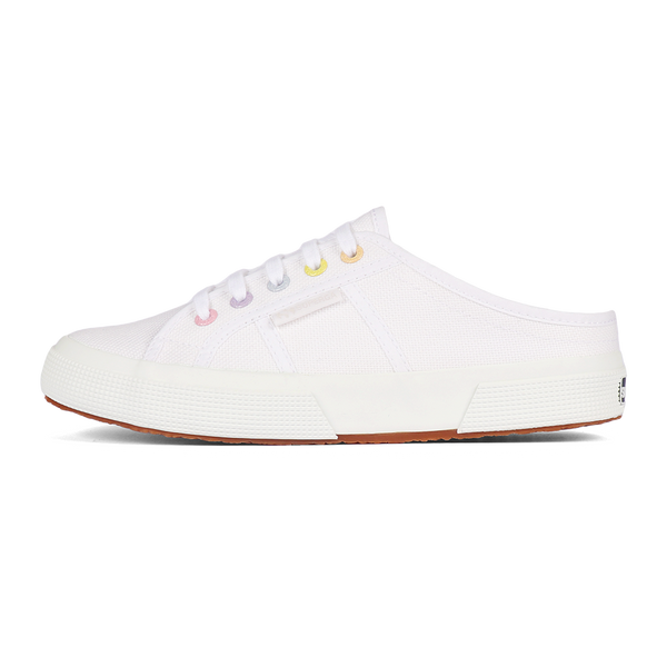 Superga 2402 Mule Rainbow Eyelets White Multicolor Pastel