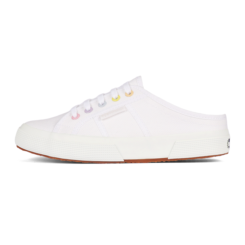 Superga 2402 Mule Rainbow Eyelets White Multicolor Pastel