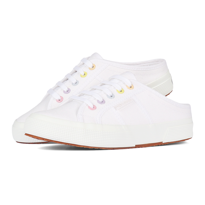 Superga 2402 Mule Rainbow Eyelets White Multicolor Pastel