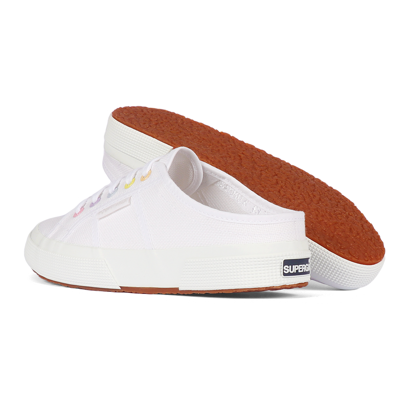 Superga 2402 Mule Rainbow Eyelets White Multicolor Pastel