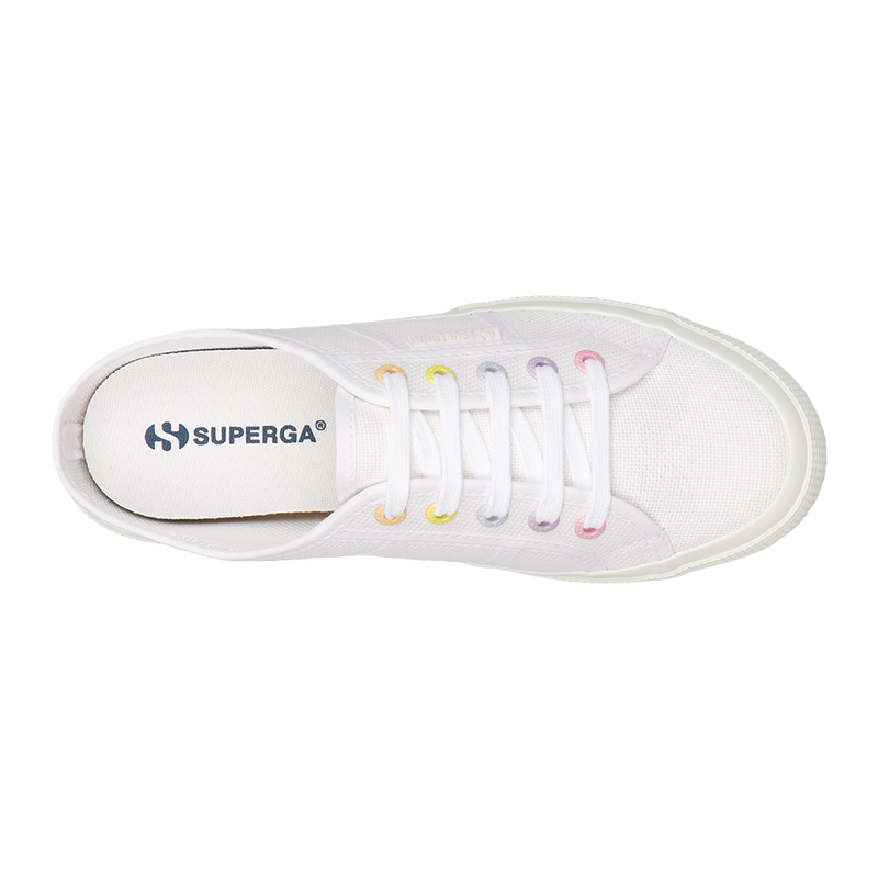 Superga 2402 Mule Rainbow Eyelets White Multicolor Pastel