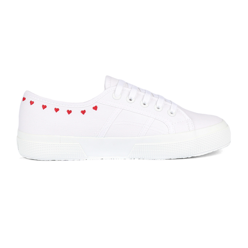 Superga 2750 Little Hearts Embroidery White Red Heart