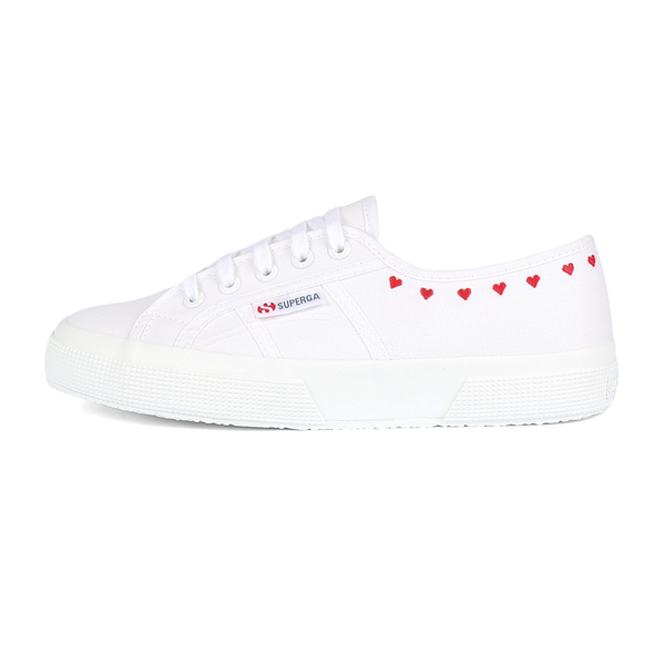 Superga 2750 Little Hearts Embroidery White Red Heart