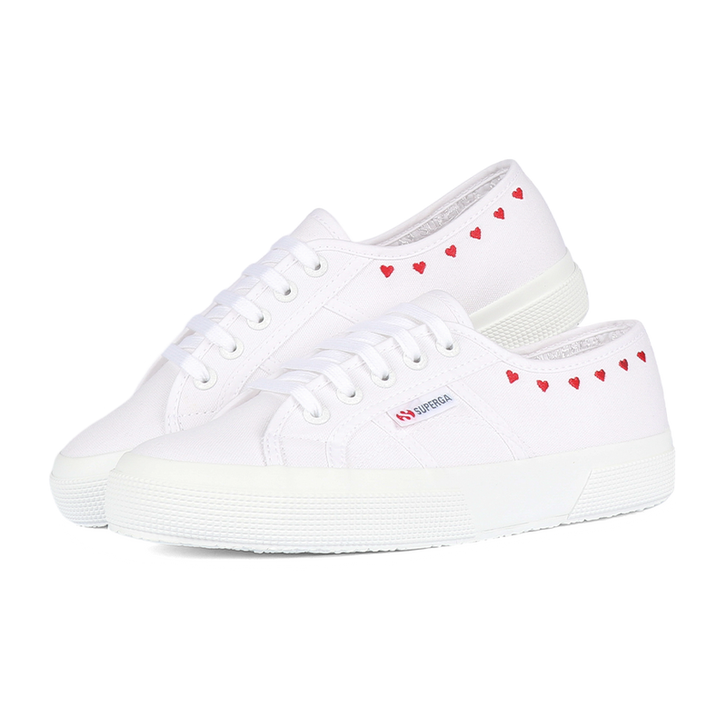 Superga 2750 Little Hearts Embroidery White Red Heart