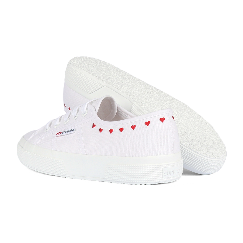 Superga 2750 Little Hearts Embroidery White Red Heart