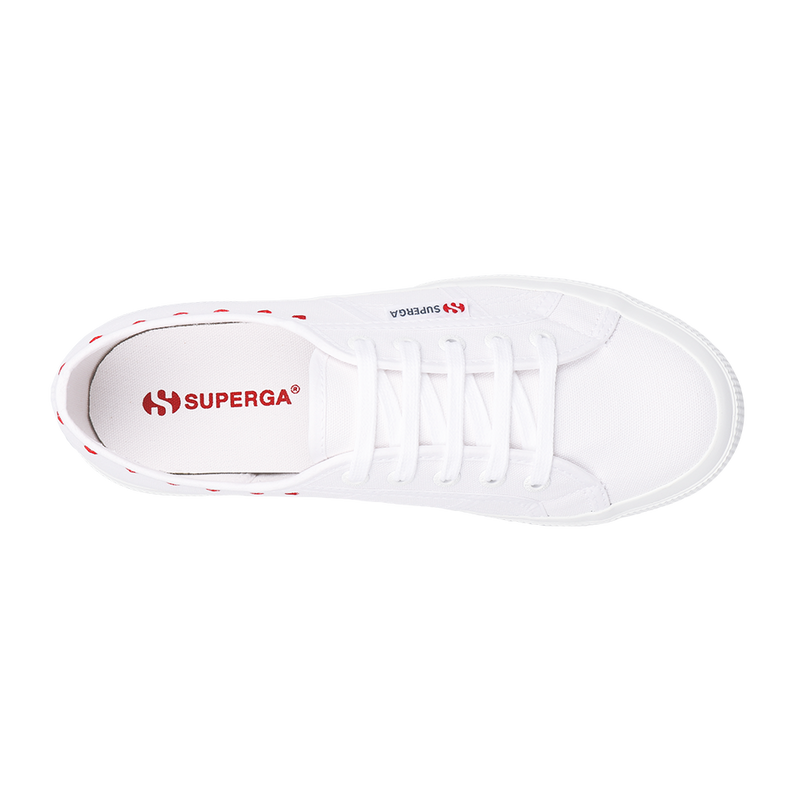 Superga 2750 Little Hearts Embroidery White Red Heart